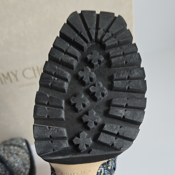 Jimmy Choo 'MADRA 130' Coarse Glitter Ankle Boots, Electric Blue Mix *Size 38* - Picture 8 of 9